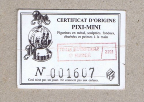Tintin herge certificat - tintin,