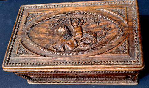 Wooden box naive folk art - wooden,