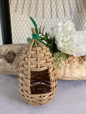 625⚜️ Petit Nichoir Nid D'oiseau Mangeoire en Osier Hauteur 16 Cm