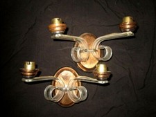 1950 PAIRE APPLIQUES CUIVRE ET