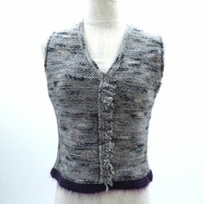 CHANEL / Mixed knit mohair switching vest gray purple gilet P14059V00662 Brand F