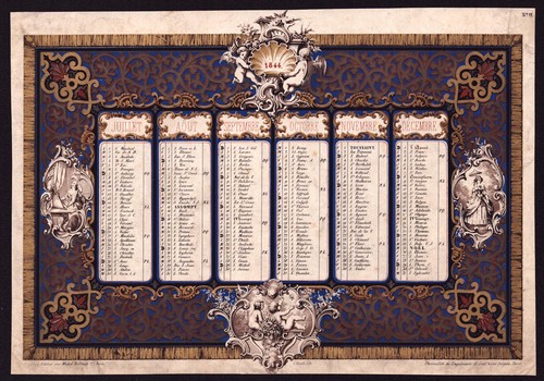 Calendrier 1844 pour - , un