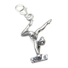 Gymnaste sur poutre charme en argent sterling .925 x 1 charmes de gymnastique!