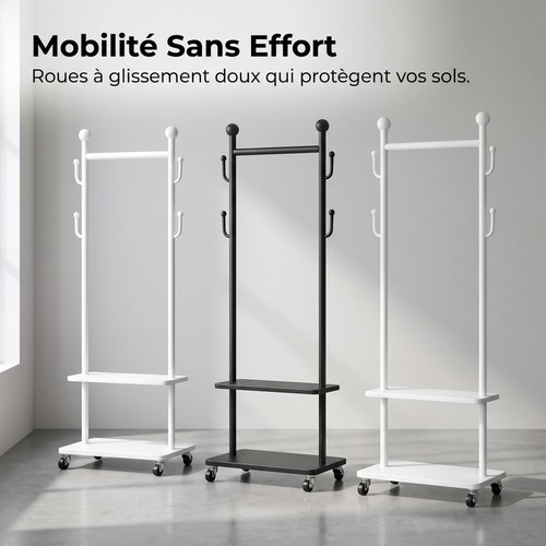 Porte manteau mobile - porte, pied