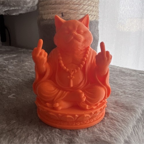 Figurine chat bouddha - bouddha, orange