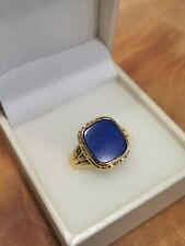 Chevalière 585 or Jaune , Brillant Poli Avec Lapis Lazuli 5,6 Grammes 61