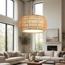 18" Boho Rattan Pendant Light