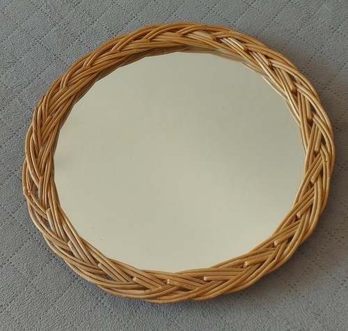Ancien miroir rond rotin - rond,