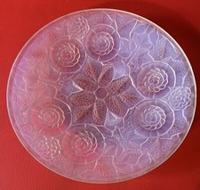 ART DECO Made in France Opalescent Blue Glass Cup Floral Decor