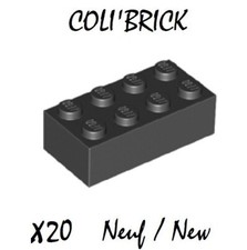 Lego 3001 - 20x Briques / Brick 2x4 - Noir / Black - 300126 New Neuf
