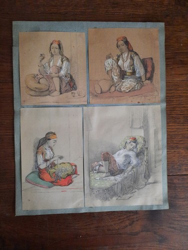 Lot dessin ancien aquarelle - 4,