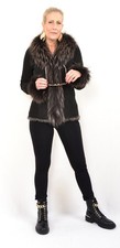 US5162 JACKET WITH REAL REX KANIN FUR LINING RACCOON TRIM SIZE S - PELZJACKE