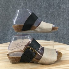 Sergio Tomani Sandals Womens 37 Slide Multicolor Buckle Strap Casual Wedge Heels