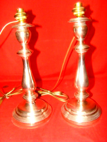 Paire bougeoirs argentés - bougeoirs,