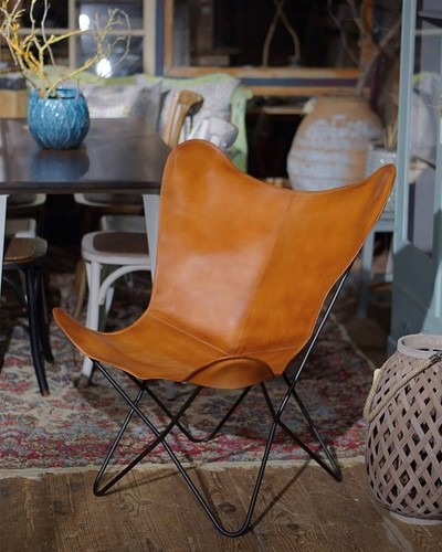 Chaise papillon cuir - chaise, fait