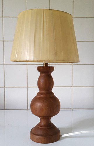 Lampe teck tourné vintage - lampe,