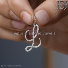 L Initial Solid 14k White/Yellow/Rose Gold Natural Diamond Gold Letter Pendant