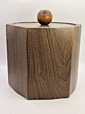 Kraftware Hexagon Faux Bois Woodgrain MCM Ice Bucket Vintage Bar Man Cave READ