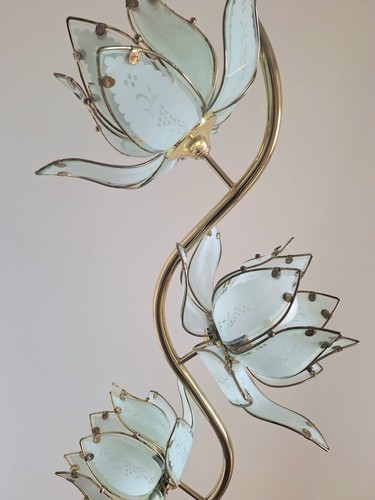 Lampadaire doré vintage fleur