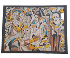 Abstract Painting Modern Painting Woman Scene African Art Colorful Geometric