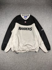 Vintage NFL Raiders Jacket Reebok On Field 2XL Pullover Black Cream 2000s Rare