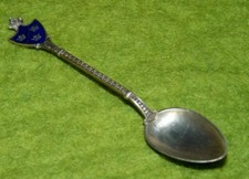 Rare Antique Silver Glazed Blazon Mocha Spoon Royal Swedish Arms  