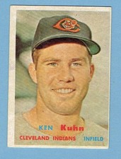 KEN KUHN 1957 TOPPS CARD #266 NO CREASES CLEAN BACK MID SERIES SP INDIANS