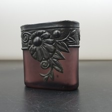 BEAUTIFUL SMALL PURPLE AND TIN GLASS PASTE VASE REPELS ART NOUVEAU EARLY 20THth century