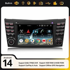 Android 14 DAB+ Autoradio Navi CarPlay 4Go+64Go Mercedes Classe CLS/E W219 W211