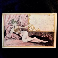 Old postcard Art Nouveau illustrator F. CHAMOUIN The precious stones - The Ruby