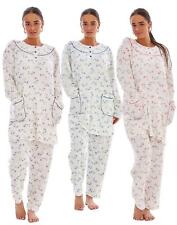 Ladies Winter Pyjama Set Floral Long Sleeve Button Thermal Warm Soft Loungewear