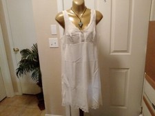 Womans Vintage Full Slip Dress Chemise European SZ L White Full Lace Bodice