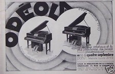 PUBLICITÉ ODEOLA LE PLUS ARTISTIQUE ET LE PLUS PERFECTIONNÉ PIANOS PNEUMATIQUES