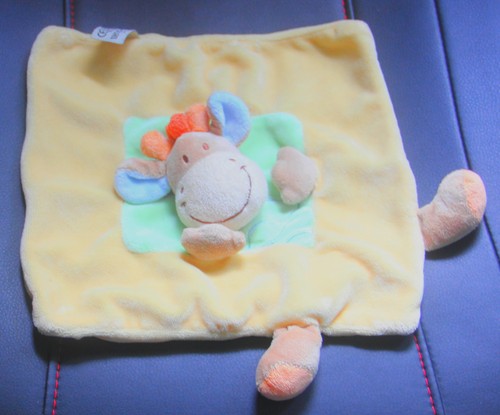 Doudou plat vache girafe jaune - vache,