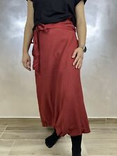 Sarah Pacini Women's Red Linen Asymmetric Skirt Lagenlook Size 0