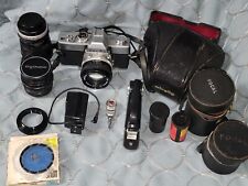 Minolta Srt-100. Camera W/ accessories & Extra lenses Leather Case with Strap