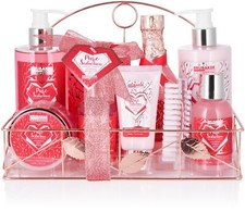 BRUBAKER Coffret Cadeau Framboise Champagne Bain et Douche - 5 Pcs incl Parnier