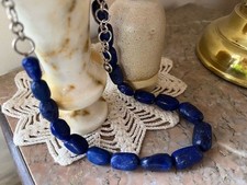 Collier perles pierre Lapis Lazuli bleu ancien - 60 cm