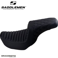 SELLE HARLEY DYNA / GLIDE SADDLEMEN Step-Up 806-04-176 2-Up Seat Noire GelCor...