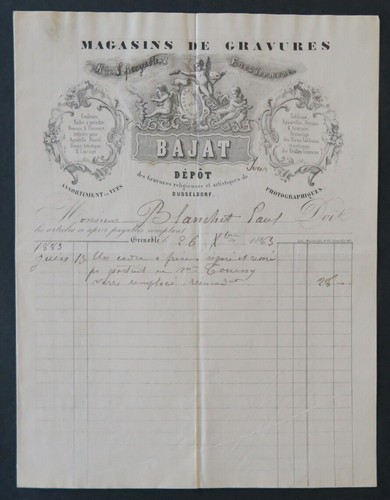 Facture 1863 grenoble - facture, gravure
