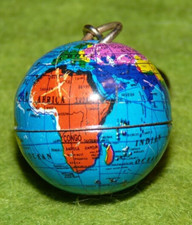 Antique Keyring Portachiavi Keyring Globe Earth Map