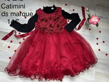 CATIMINI sans marque  10 Ans Fille : Robe rouge habillée et sous pull noir TBE