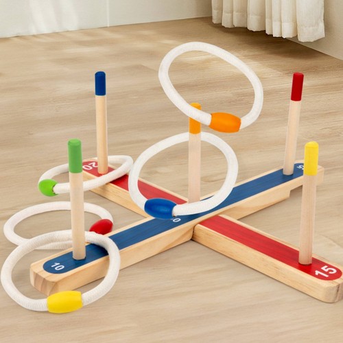 Jeu anneaux bois coloré - jeu, en
