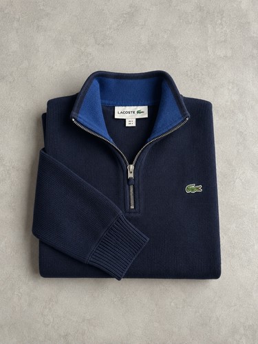 Pull lacoste half zip bleu - pull,