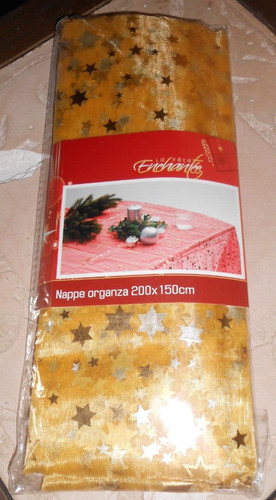 Nappe organza dorée étoiles - dorée, "étoiles
