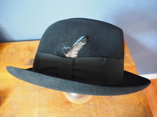 Chapeau feutre noir vintage - chapeau,