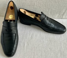 John Lobb Thorne Black Soft Textured Calf Penny Loafers UK 8.5 US 9.5 ($1,100)