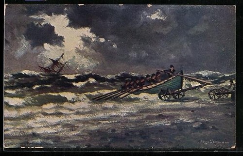Carte postale artiste canot - d'artiste,