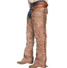 Western Cowboy Chap Fringes Suede Leather Pant Riding Chaps