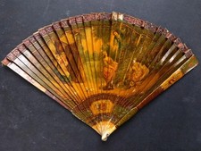 Ancien Eventail Brisé Peinture Vernis Martin Old Facher Ventaglio Abanito XIX